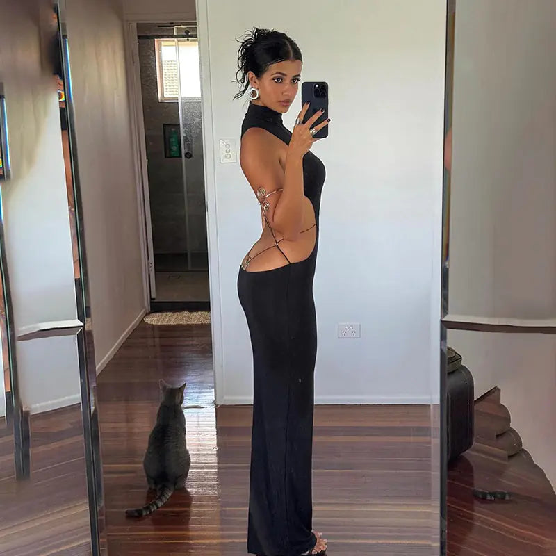 Backless Bandage Bodycon Maxi Dress