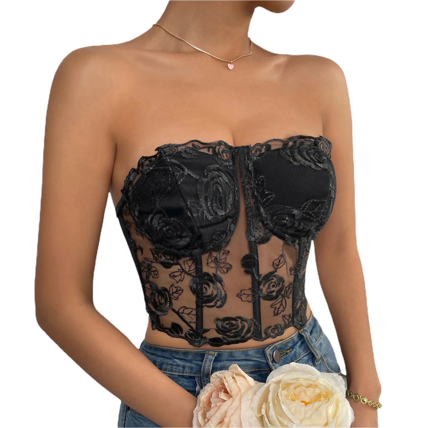 Embroidery Bustier Tube Top