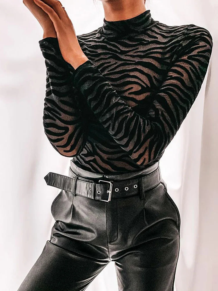 Black Mesh Transparent Bodysuit