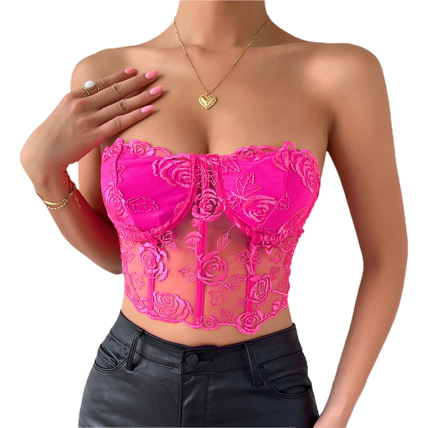 Embroidery Bustier Tube Top