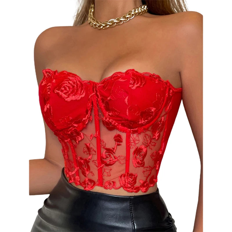 Embroidery Bustier Tube Top