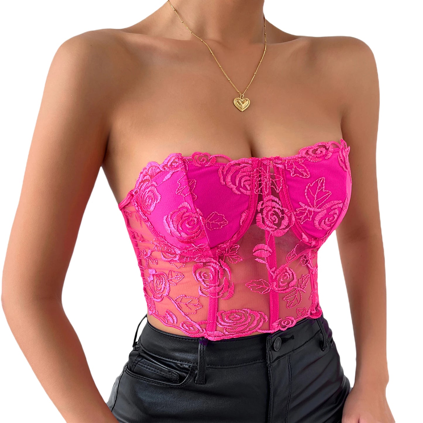 Embroidery Bustier Tube Top