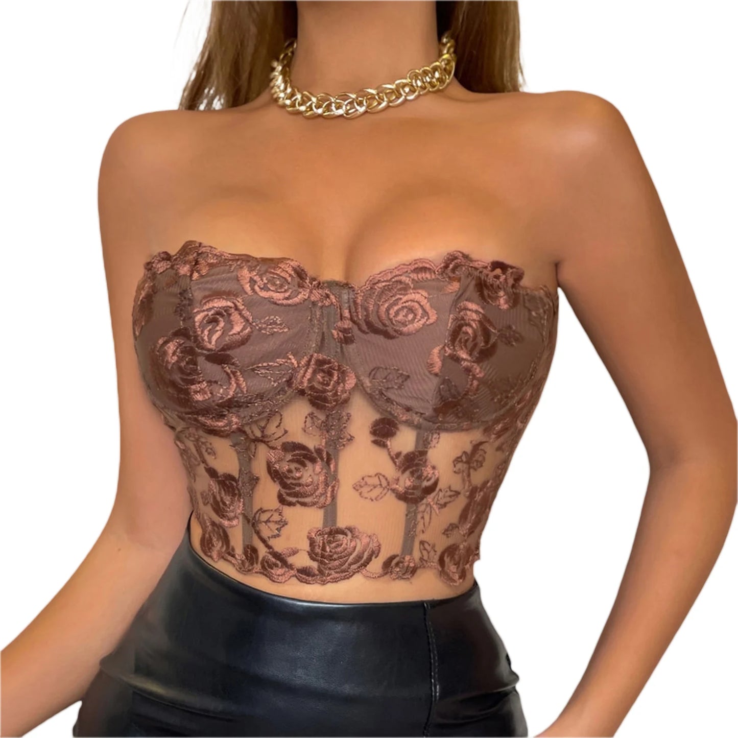 Embroidery Bustier Tube Top