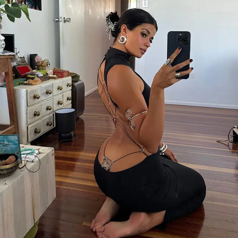 Backless Bandage Bodycon Maxi Dress